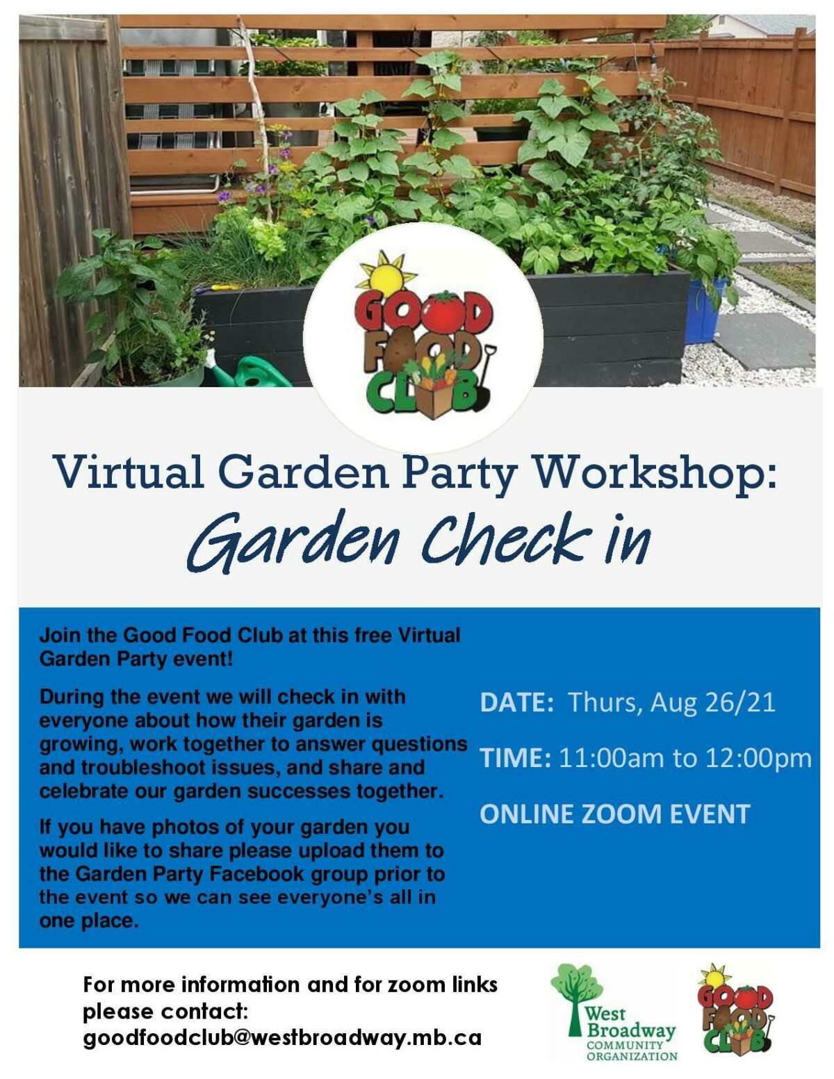 GFC Virtual Garden Party August Garden Check in West Broadway