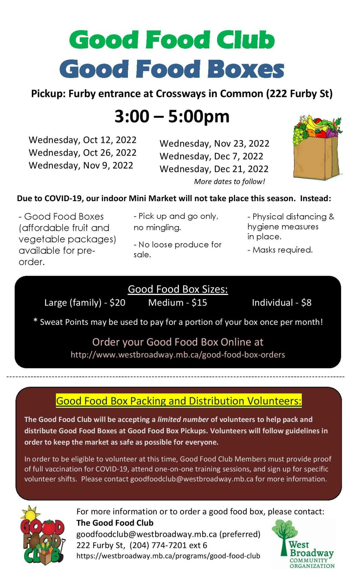 Good Food Box Pickup December 21/22 West Broadway Community